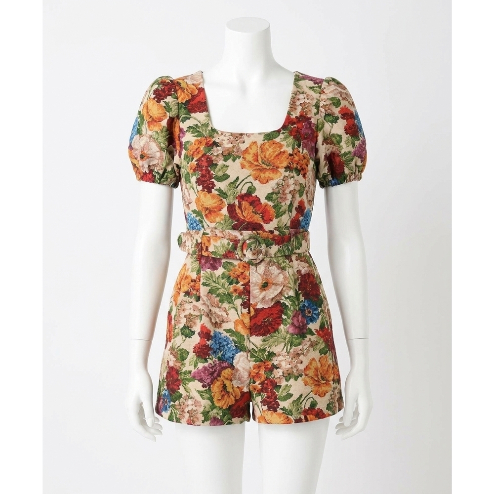 NEW ENTRO ashton floral tapestry romper in multi